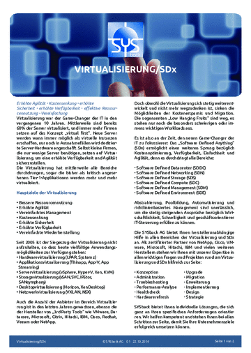 Virtualisierung / Software Defined SDx => Produktblatt-Download